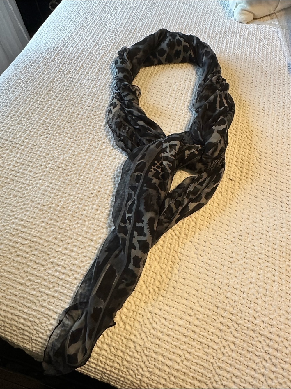 Lightweight Black and Gray Animal Print Scarf - Women's Accessory